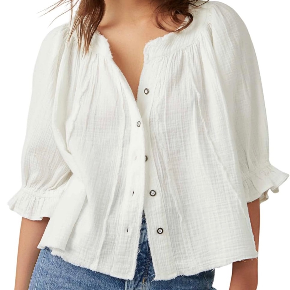 We The Free Lucy Solid Swing Top White Size Small 100% Cotton